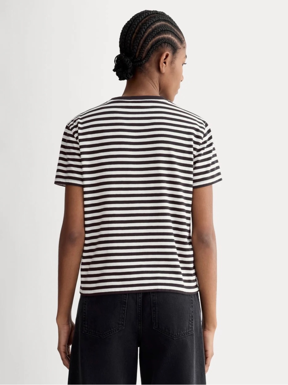 Everlane The Box-Cut Tee in Essential Cotton (Black and White Stripe) - Picture 4 of 6